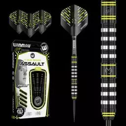 Click here to learn more about the Winmau MvG Michael Van Gerwen Design Assault 90% Tungsten Steel Tip Darts .