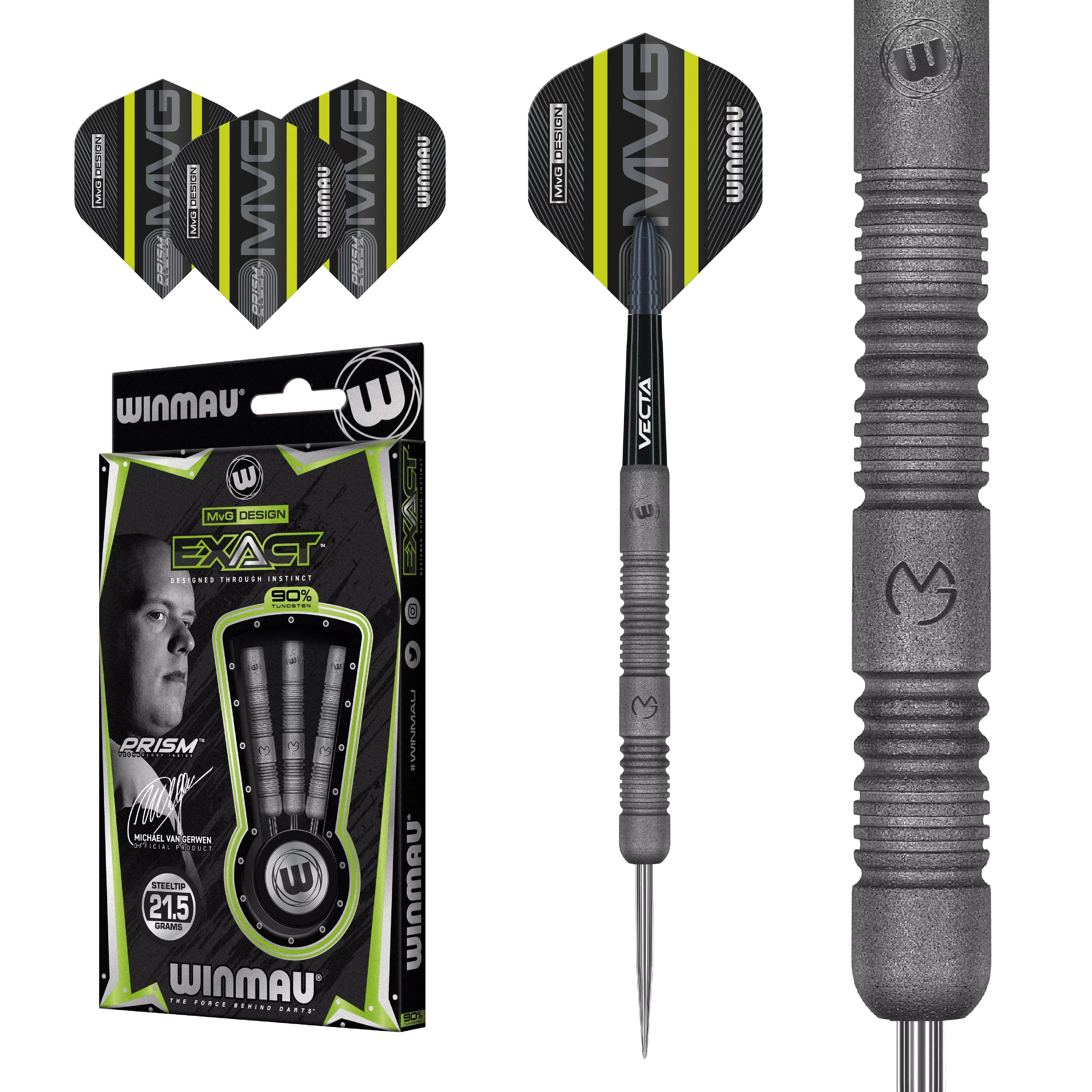 Click here to learn more about the Winmau MVG Michael Van Gerwen Exact 90% Tungsten Steel Tip Darts.