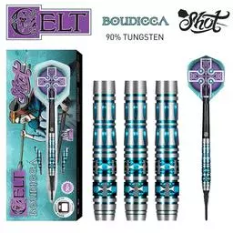 Click here to learn more about the Shot! Darts Celt Boudicca Soft Tip Dart Set-90% Tungsten Barrels.