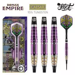 Click here to learn more about the Shot! Darts Roman Empire Caesar Soft Tip Dart Set-95% Tungsten Barrels.